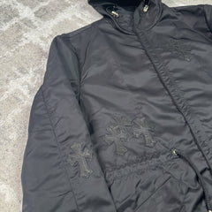 Chrome Hearts Cross Patch Nylon Fishtail Zip Up Parka Jacket 