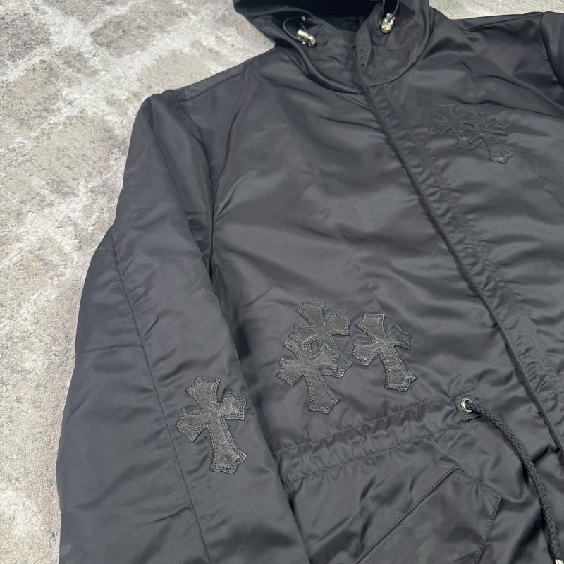 Chrome Hearts Cross Patch Nylon Fishtail Zip Up Parka Jacket 