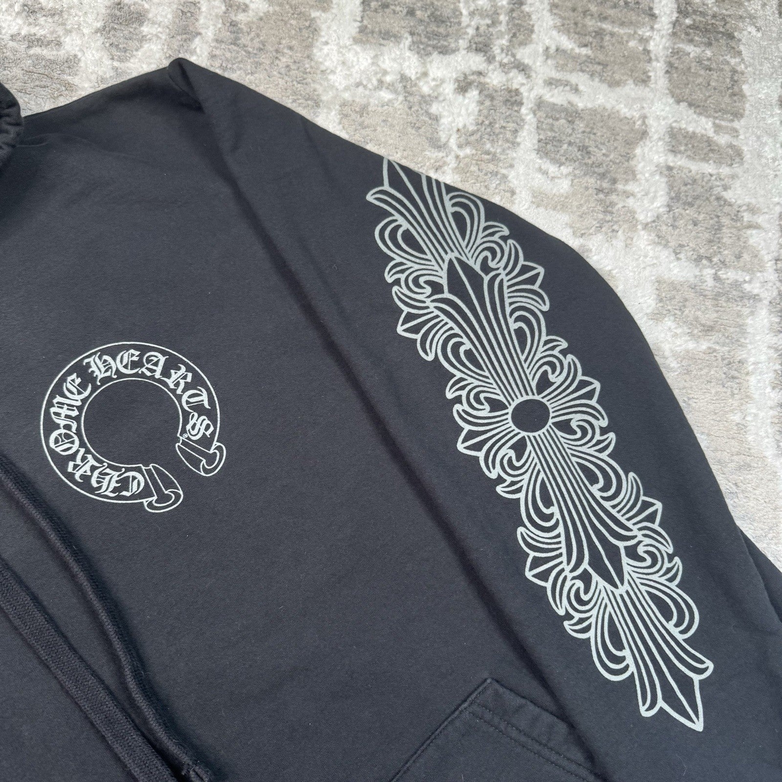 Chrome Hearts Friends And Family Grey Print Floral Pullover Hoodie 