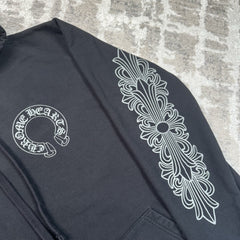 Chrome Hearts Friends And Family Grey Print Floral Pullover Hoodie 