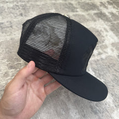Chrome Hearts Leather Triple Cross Patch Trucker Hat 