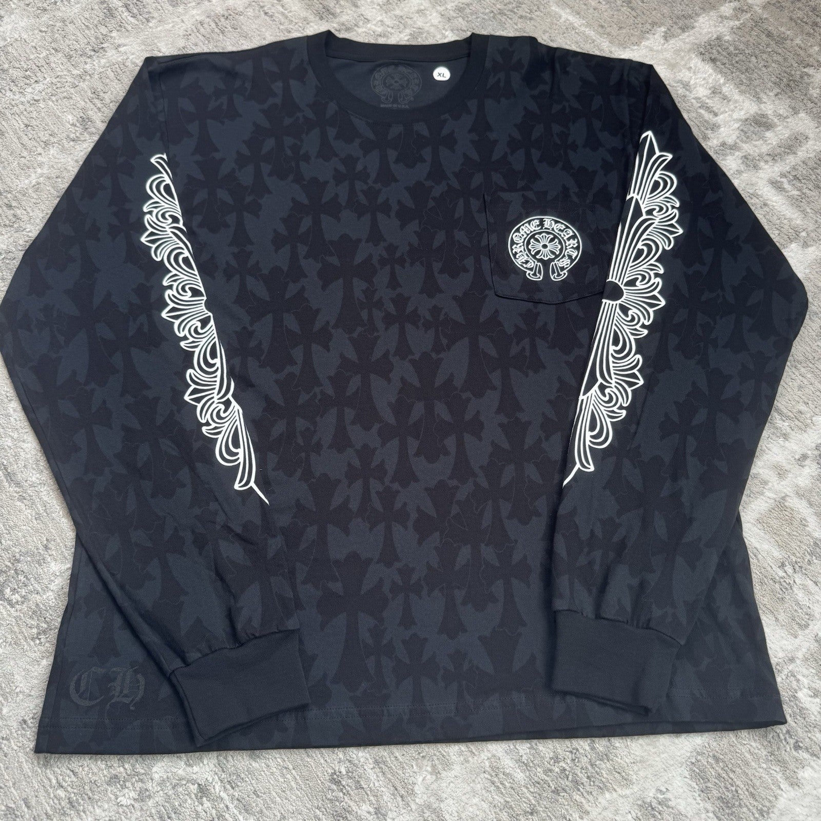 Chrome Hearts Cemetery Cross Monogram Print Long Sleeve Tee Shirt 