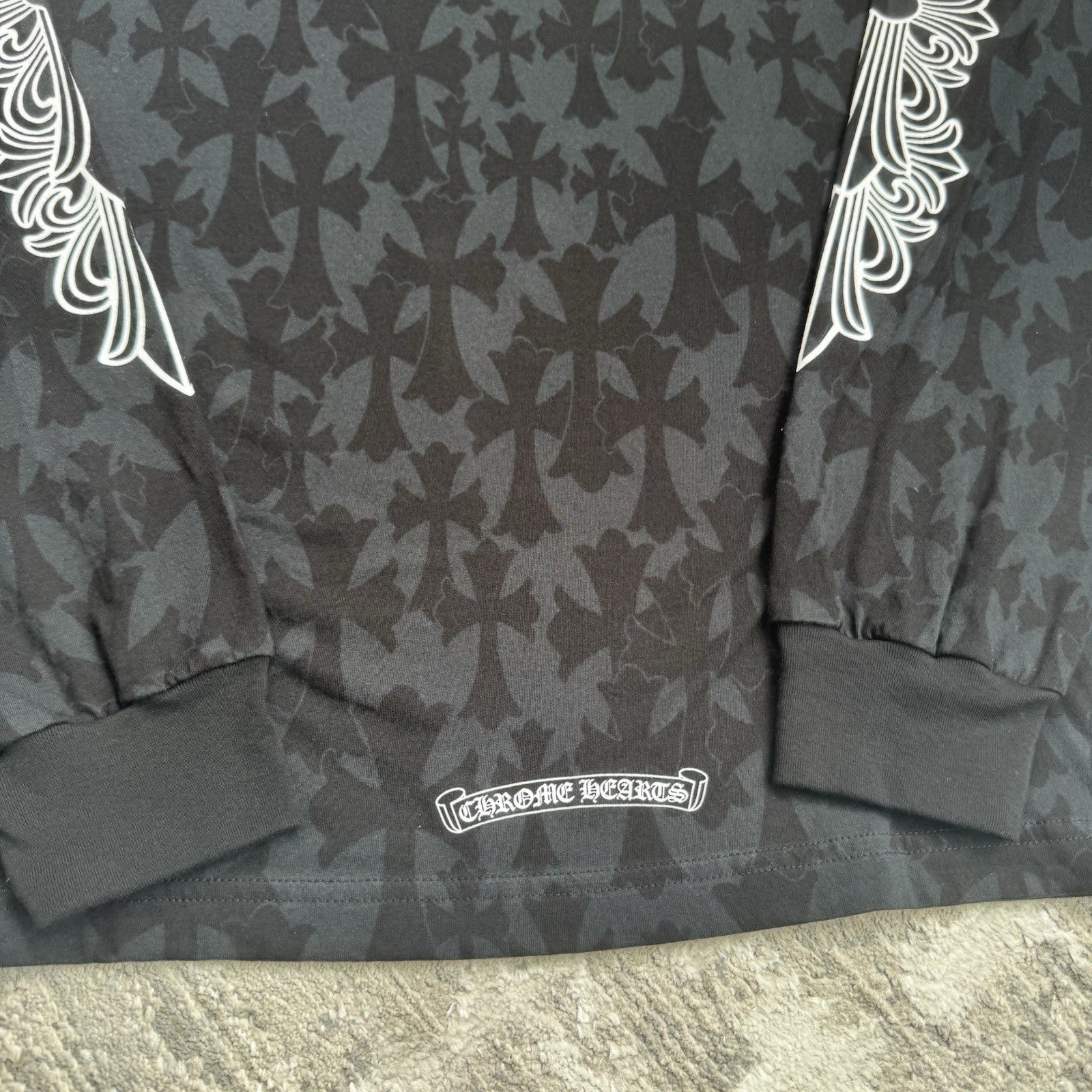 Chrome Hearts Cemetery Cross Monogram Print Long Sleeve Tee Shirt 