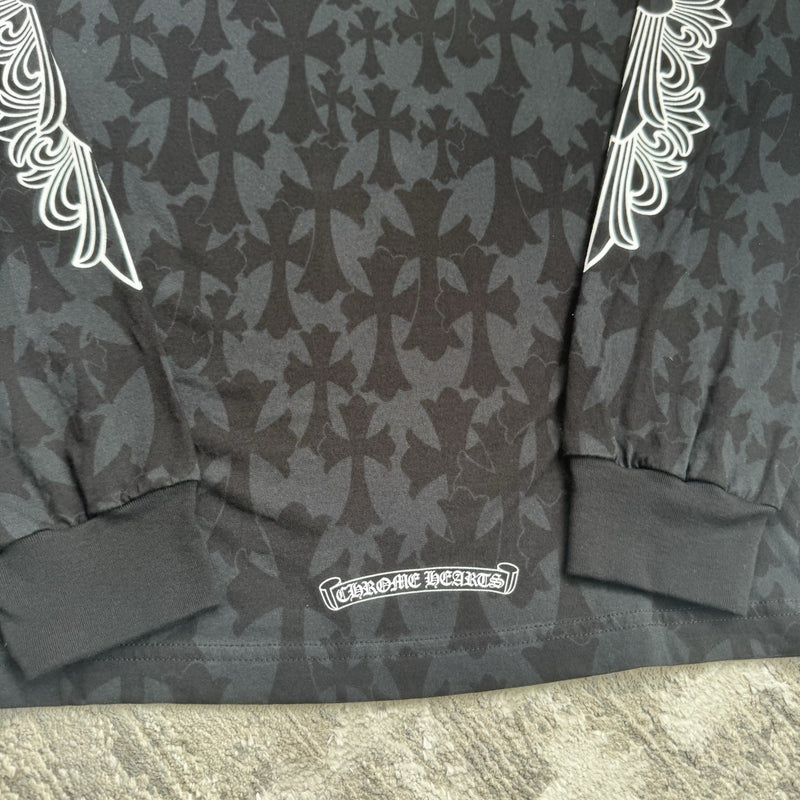 Chrome Hearts Cemetery Cross Monogram Print Long Sleeve Tee Shirt 