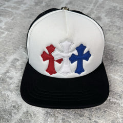 Chrome Hearts Cemetery Lesther Triple Cross Patch Trucker Hat
