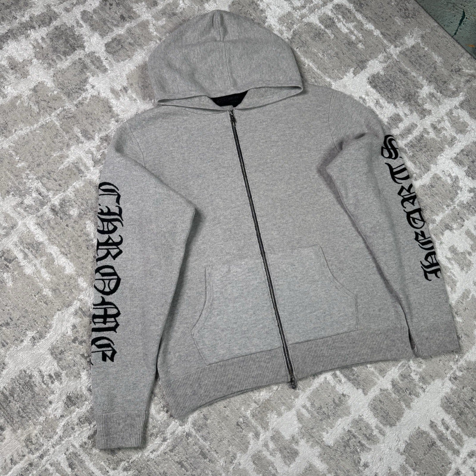 Chrome Hearts Cashmere Embroidered Sleeve Logo Zip Up Hoodie 