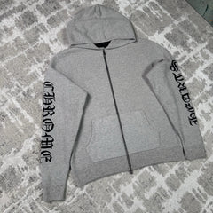 Chrome Hearts Cashmere Embroidered Sleeve Logo Zip Up Hoodie 