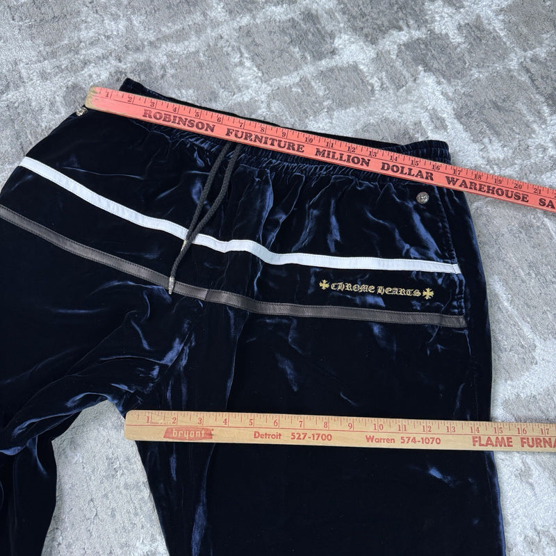 Chrome Hearts Velour Leather Track Pants 