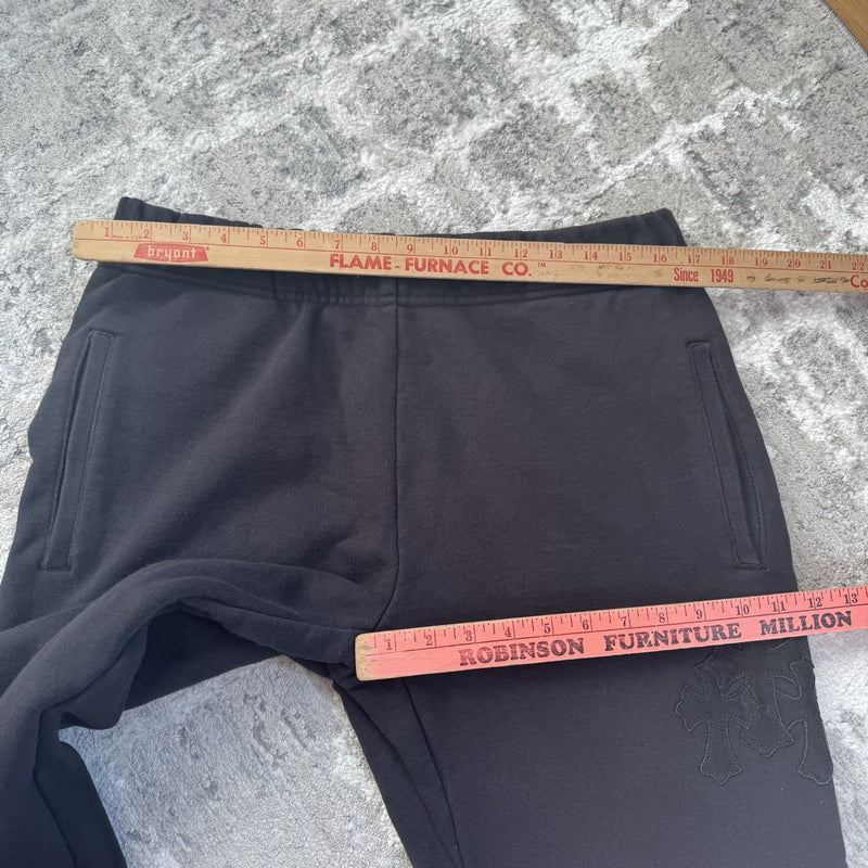 Chrome Hearts Paperjam Leather Triple Cross Patch Sweatpants 