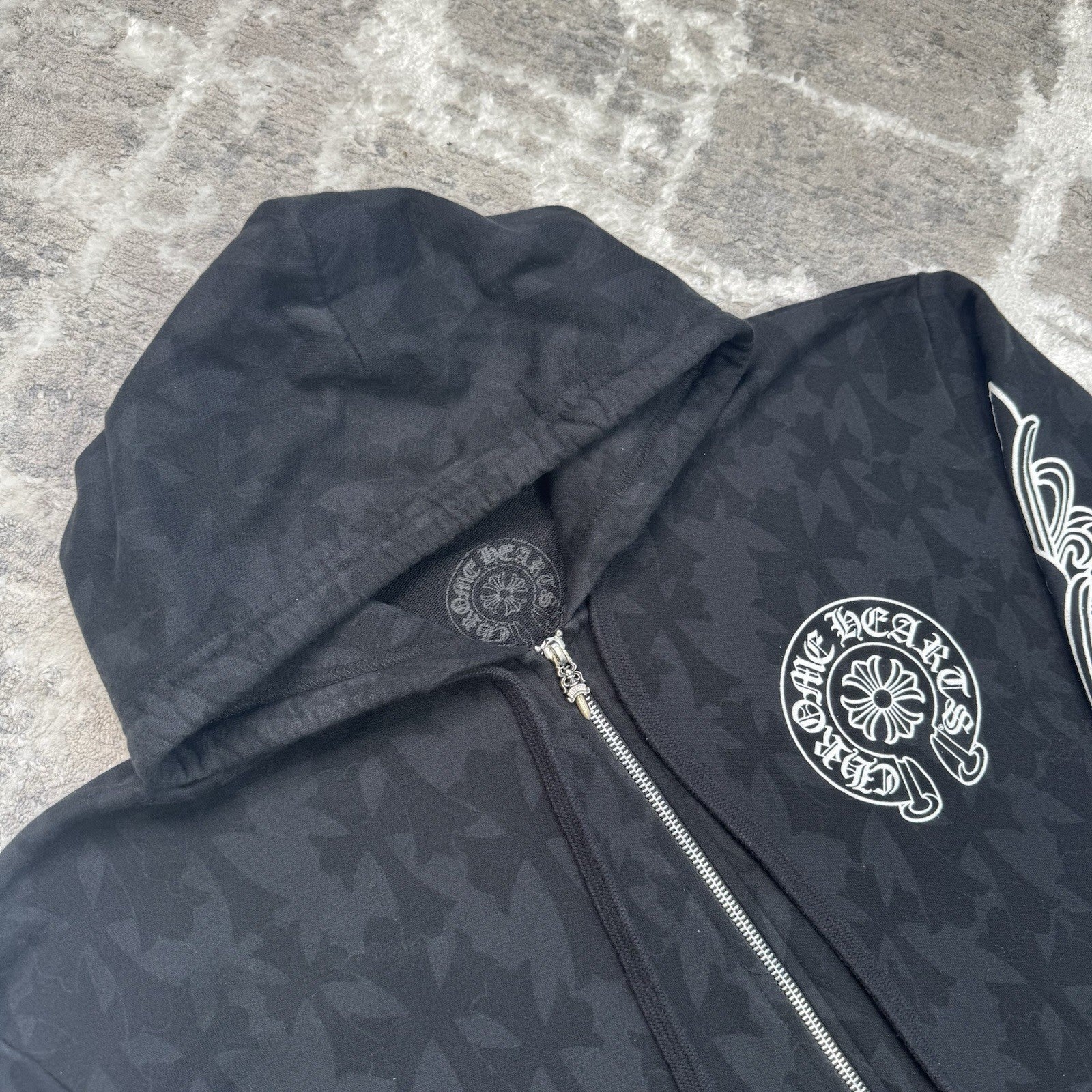 Chrome Hearts Cemetery Cross Monogram Zip Up Hoodie 