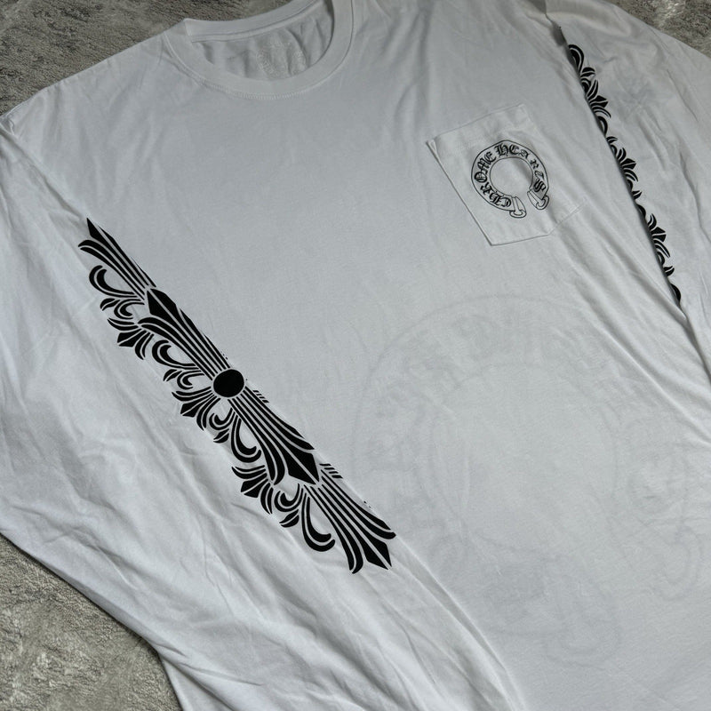 Chrome Hearts Floral Horseshoe Long Sleeve Pocket Tee Shirt 