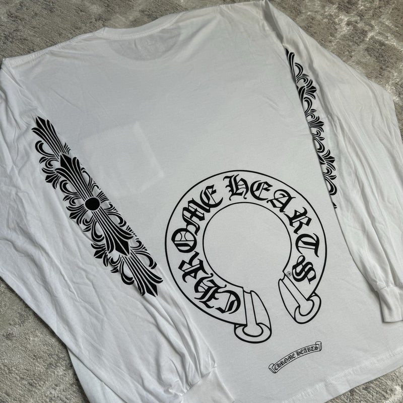 Chrome Hearts Floral Horseshoe Long Sleeve Pocket Tee Shirt 