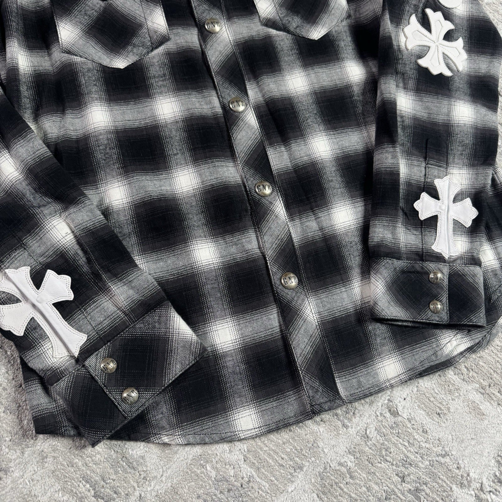 Chrome Hearts Guns N Roses Leather Button Up 