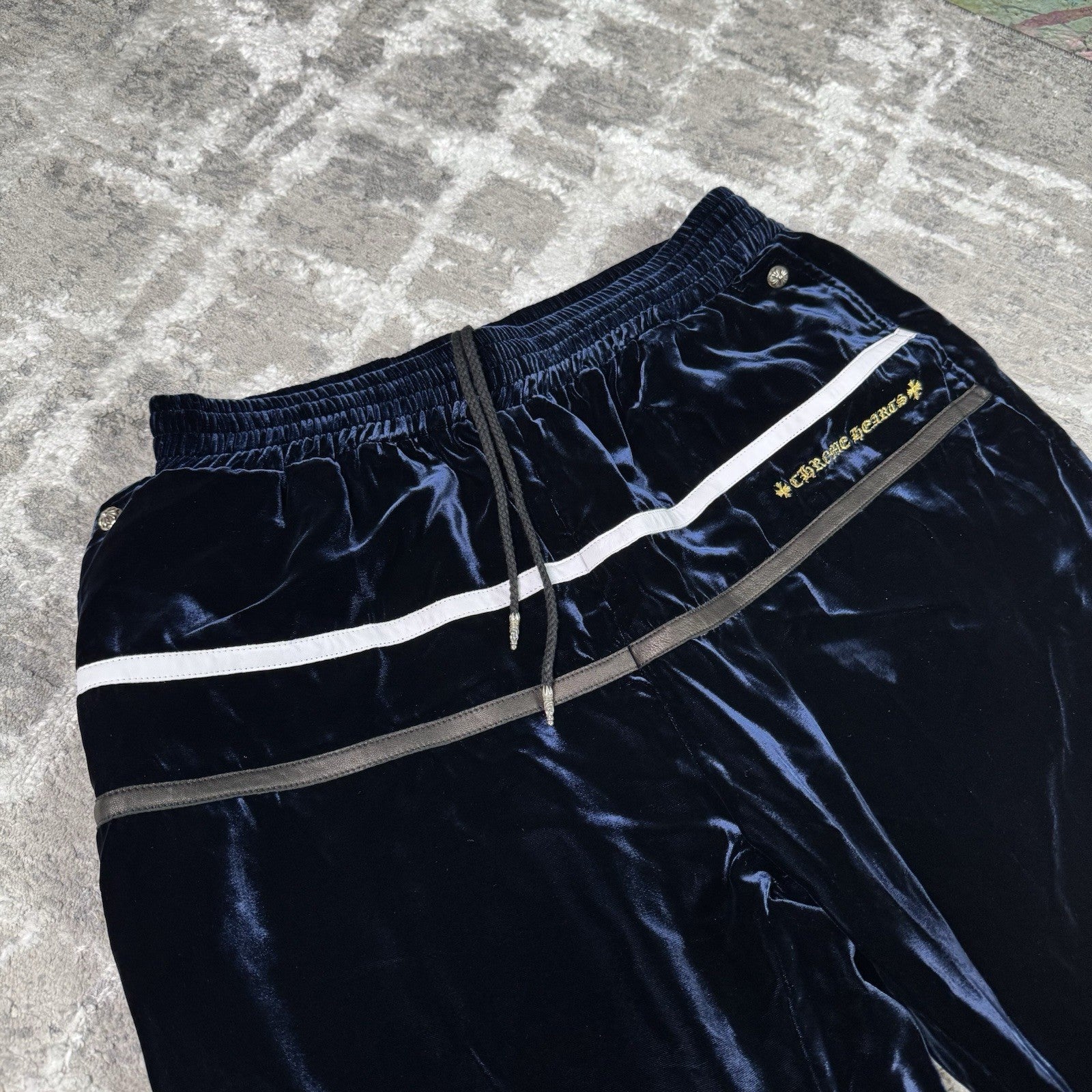 Chrome Hearts Velour Leather Track Pants 