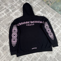 Chrome Hearts Friends And Family Pink Glitter Floral Pullover Hoodie