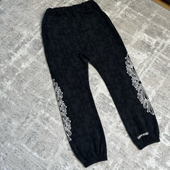 Chrome Hearts Cemetery Allover Cross Print Logo Floral Sweatpants 