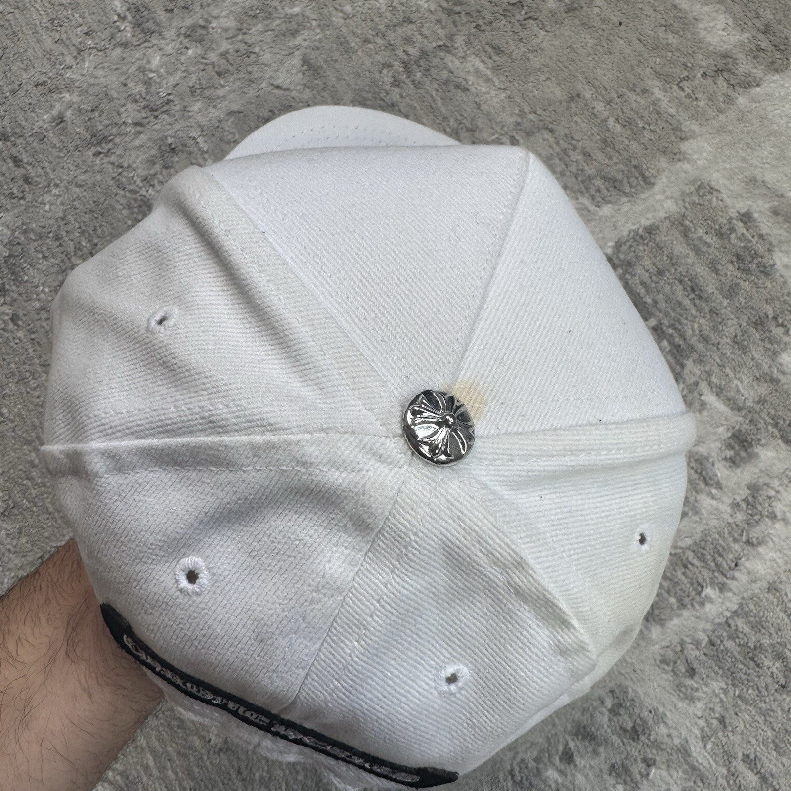 Chrome Hearts Horseshoe Logo Waxed Denim Hat 