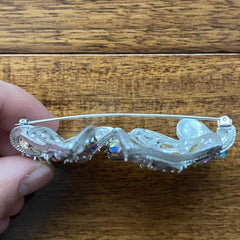 R. Serbin 1980s Vintage Custome Brooch Pin Crystal