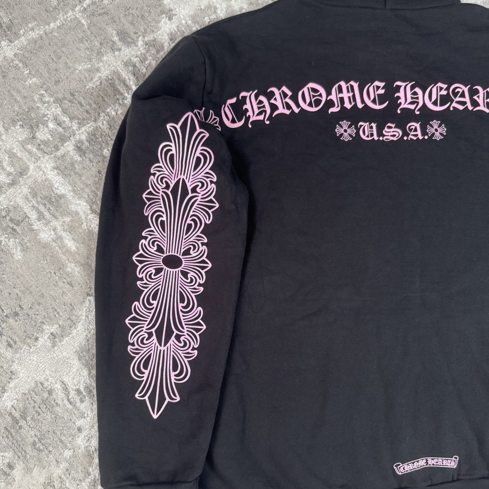 Chrome Hearts Friends And Family Pink Glitter Floral Pullover Hoodie