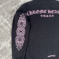 Chrome Hearts Friends And Family Pink Glitter Floral Pullover Hoodie