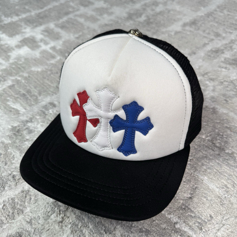 Chrome Hearts Cemetery Lesther Triple Cross Patch Trucker Hat
