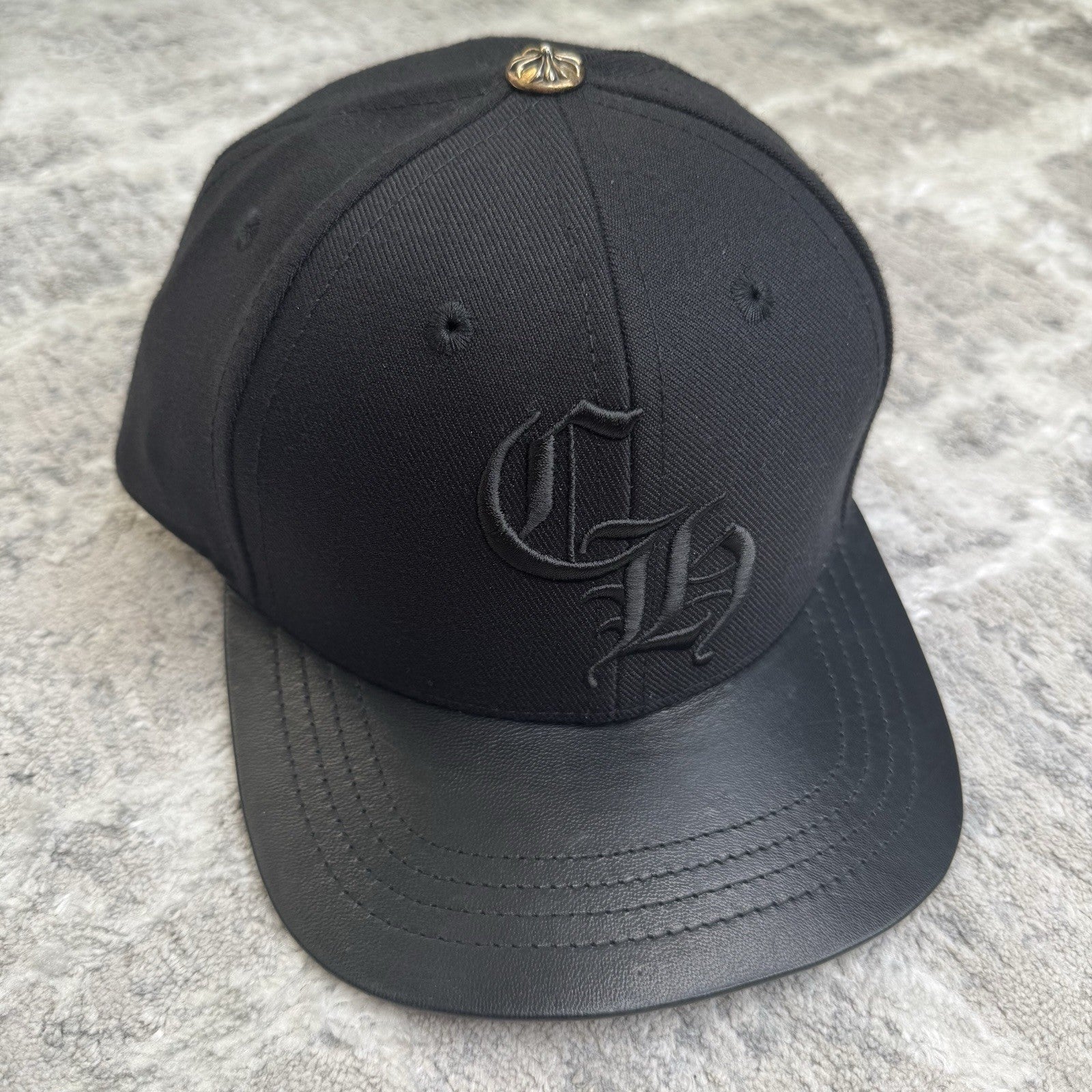 Chrome Hearts Leather CH Baseball Hat Sz- 7 3/8