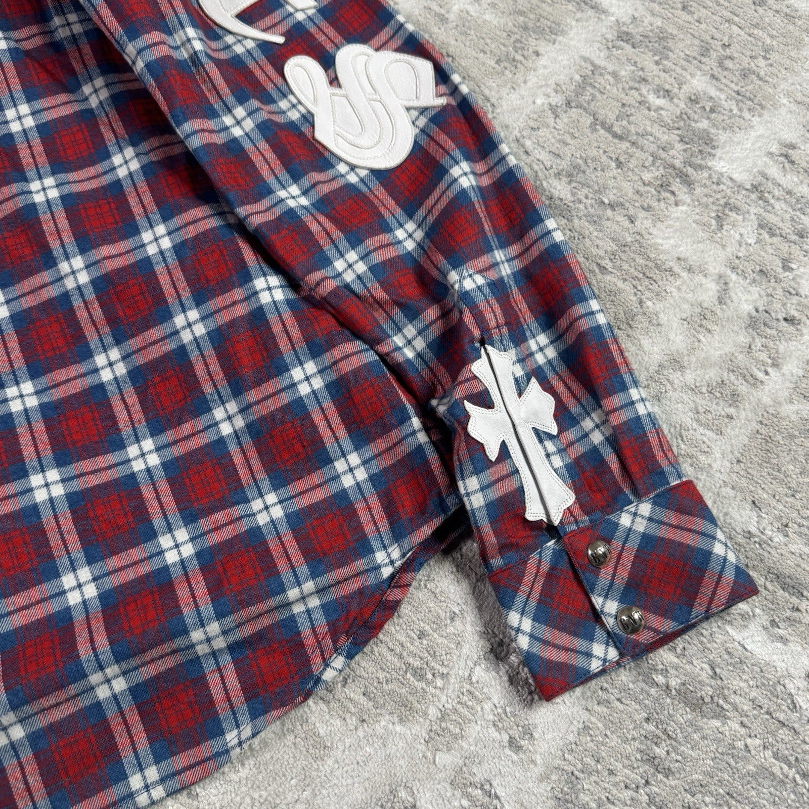 Chrome Hearts Guns N Roses Leather Patch Button Up 