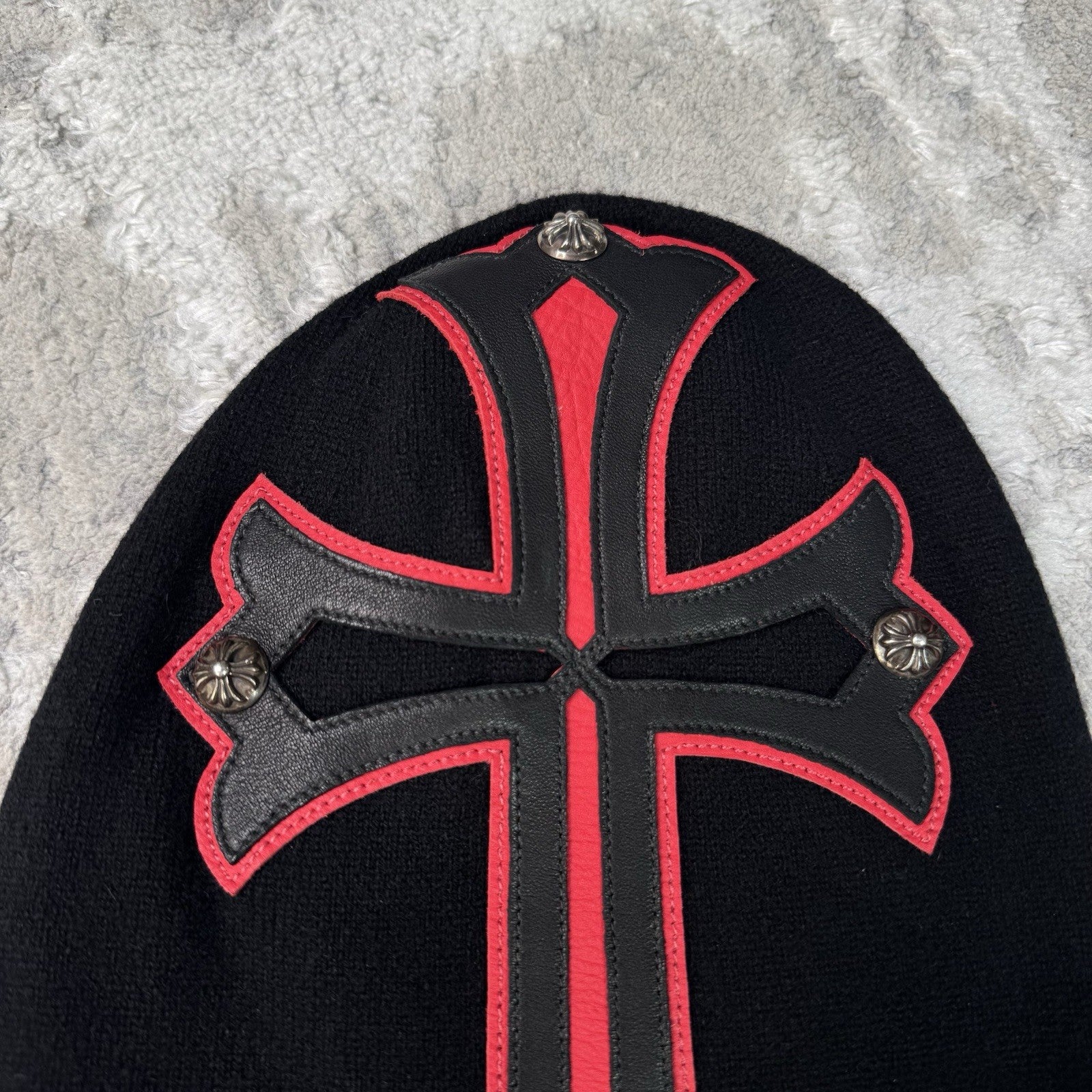 Chrome Hearts Red Cross Cashmere Ski Mask Hat