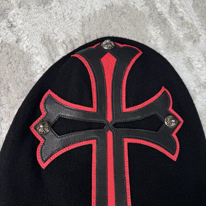 Chrome Hearts Red Cross Cashmere Ski Mask Hat