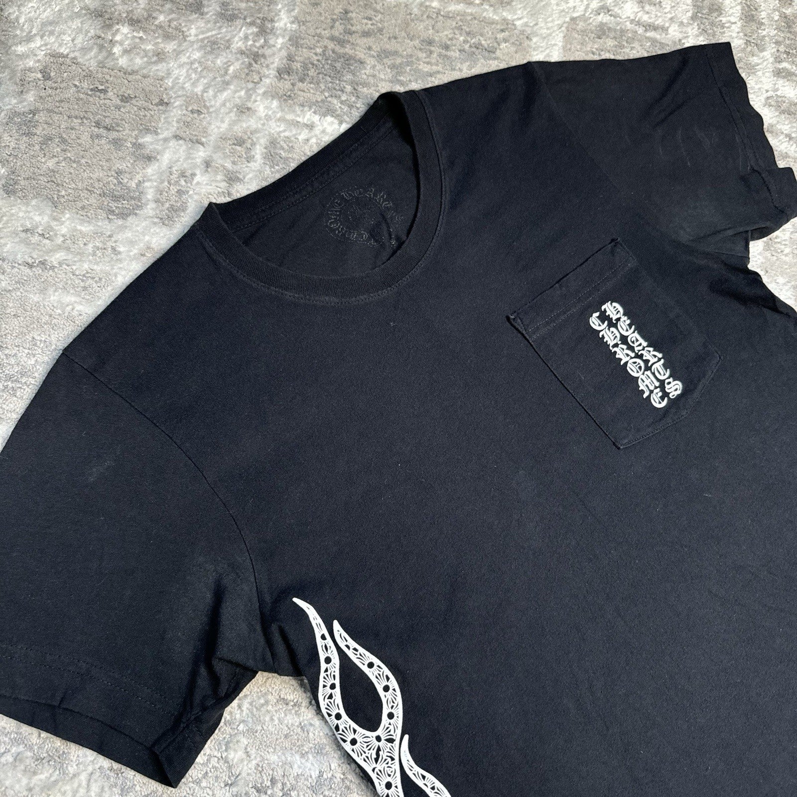 Chrome Hearts Flame Logo Short Sleeve Pocket Tee Shirt 