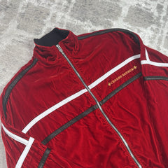 Chrome Hearts Velour Leather Zip Up Track Jacket 