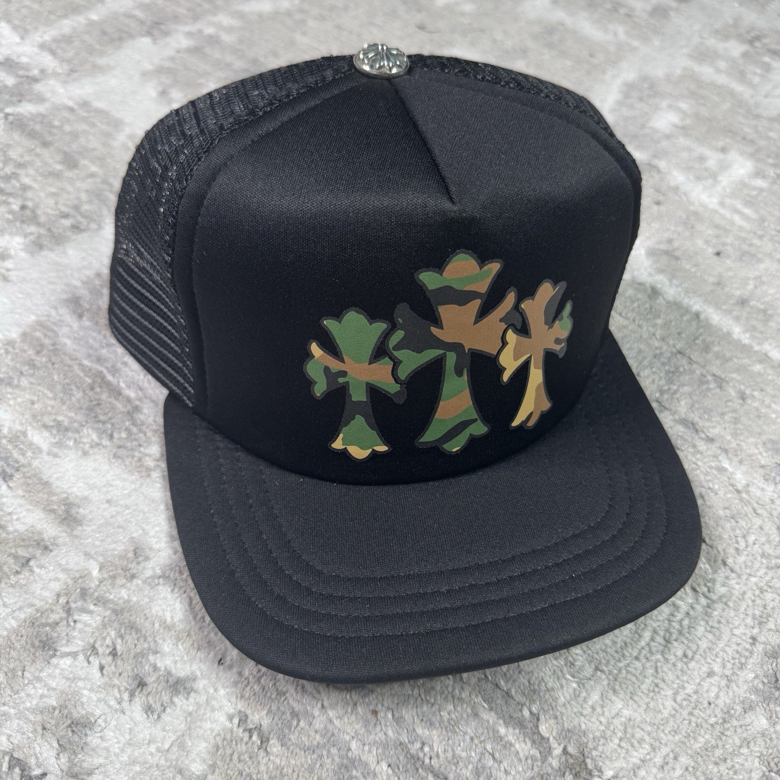 Chrome Hearts Camo Triple Cross Trucker Hat