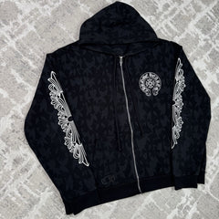 Chrome Hearts Cemetery Monogram Scroll Zip Up Hoodie 