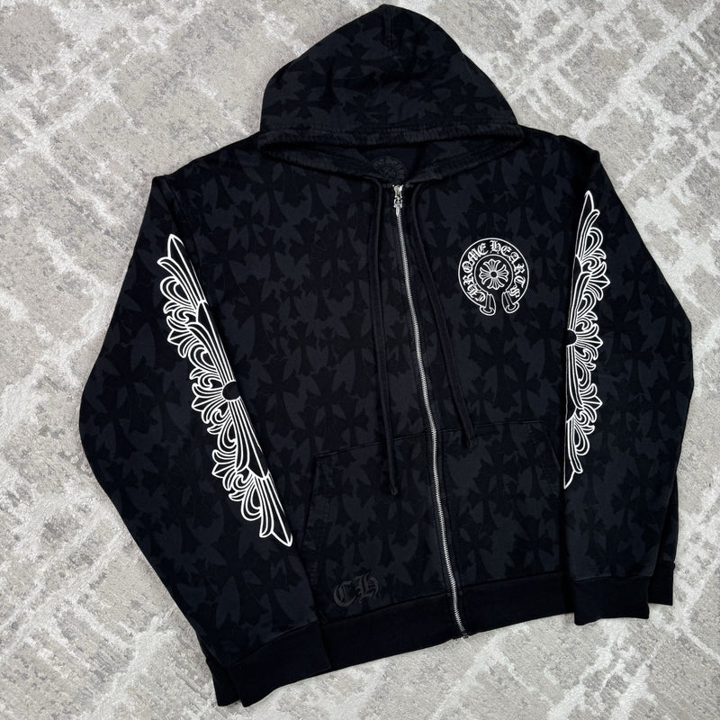 Chrome Hearts Cemetery Monogram Scroll Zip Up Hoodie 