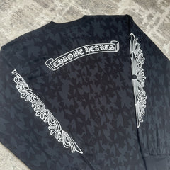 Chrome Hearts Cemetery Cross Monogram Print Long Sleeve Tee Shirt 