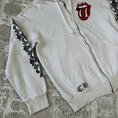 Chrome Hearts Rolling Stones Floral Horseshoe Zip Up Hoodie 