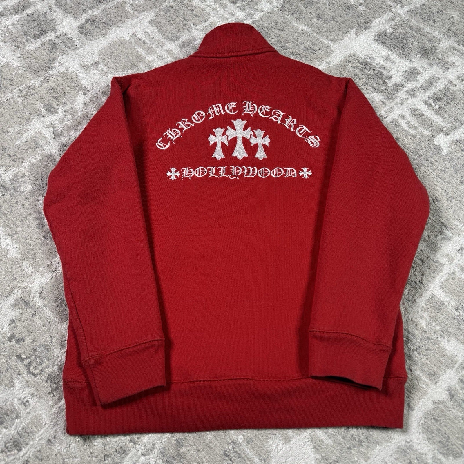 Chrome Hearts King Taco Triple Cross Embroidered Quarter Zip Pullover 