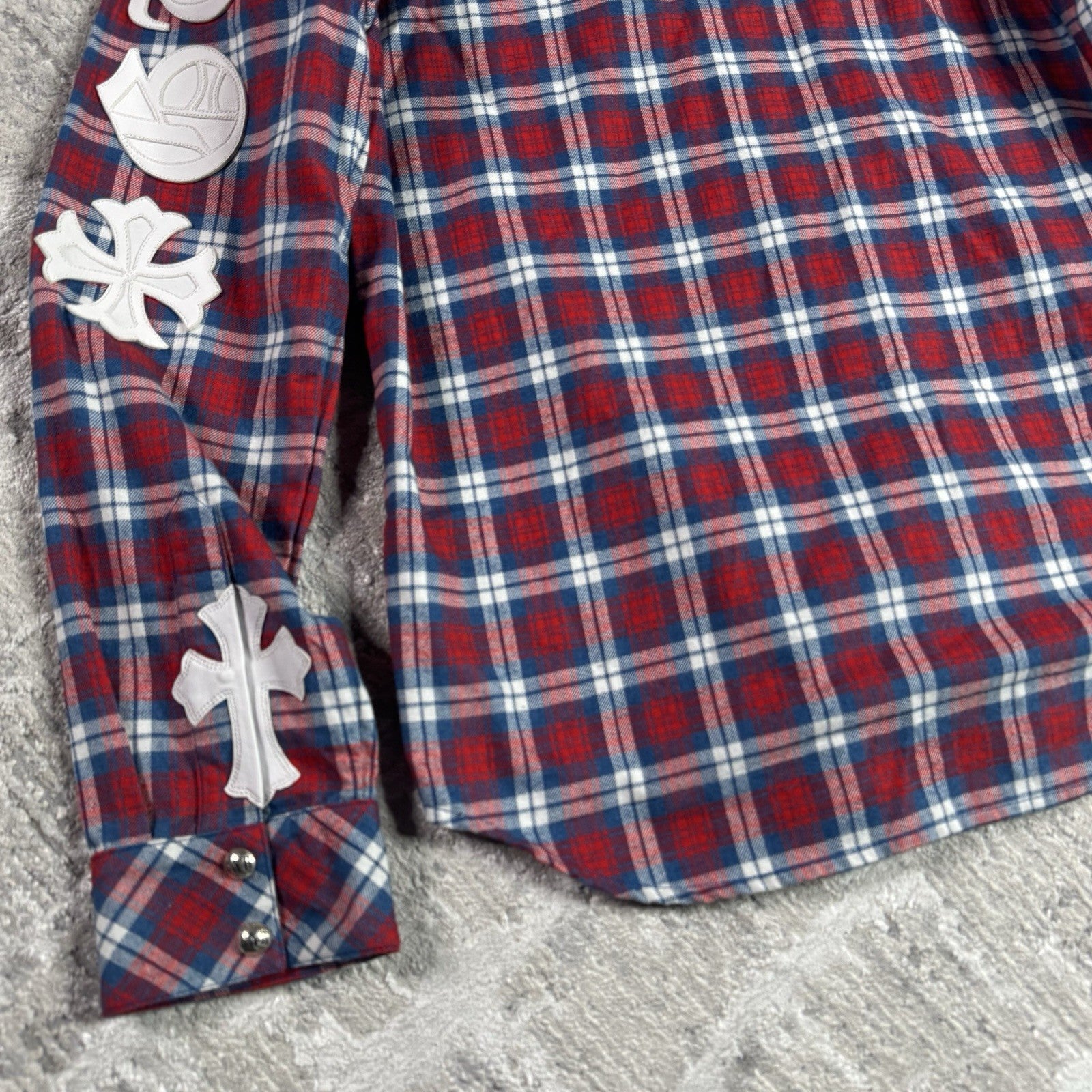 Chrome Hearts Guns N Roses Leather Patch Button Up 