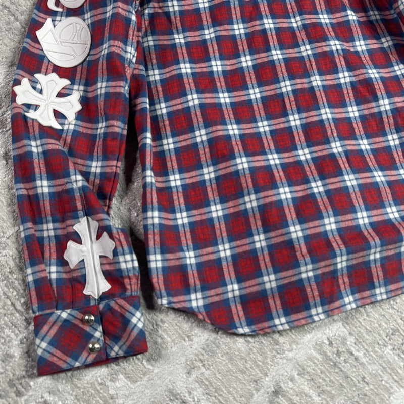 Chrome Hearts Guns N Roses Leather Patch Button Up 