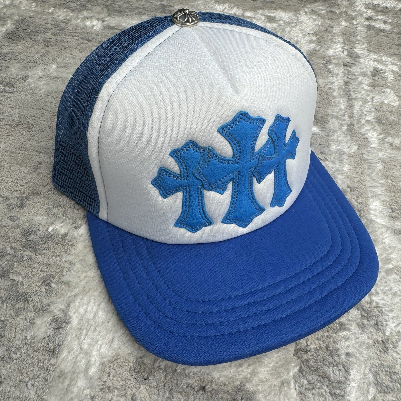 Chrome Hearts Leather Cross Patch Trucker Hat 