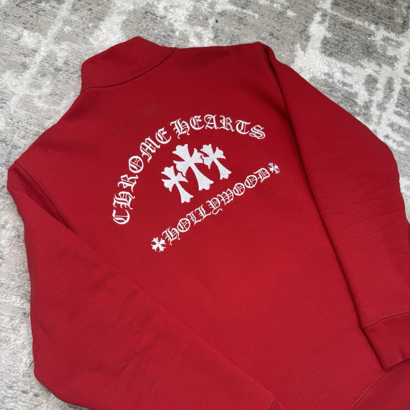 Chrome Hearts King Taco Triple Cross Embroidered Quarter Zip Pullover 