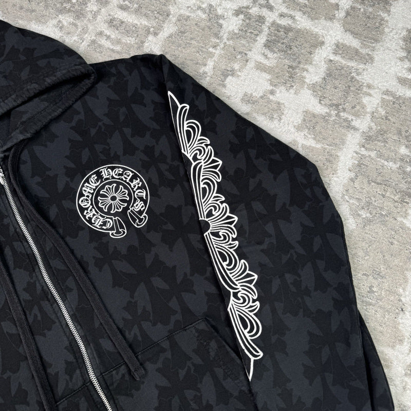 Chrome Hearts Cemetery Monogram Scroll Zip Up Hoodie 