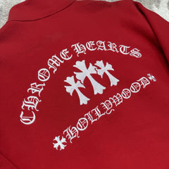 Chrome Hearts King Taco Triple Cross Embroidered Quarter Zip Pullover 