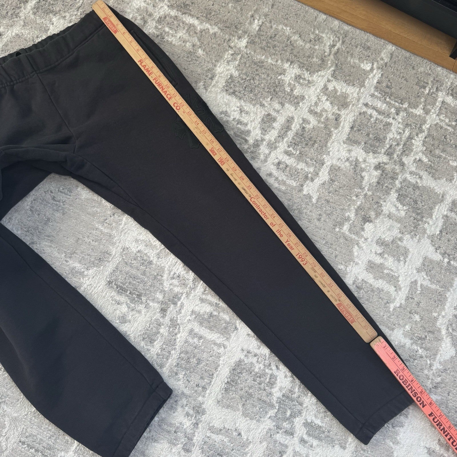 Chrome Hearts Paperjam Leather Triple Cross Patch Sweatpants 