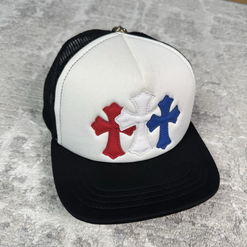 Chrome Hearts Cemetery Lesther Triple Cross Patch Trucker Hat