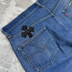 Chrome Hearts Levi 501 Leather Patch Cross Denim Jeans 