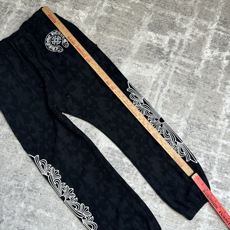 Chrome Hearts Cemetery Allover Cross Print Logo Floral Sweatpants 