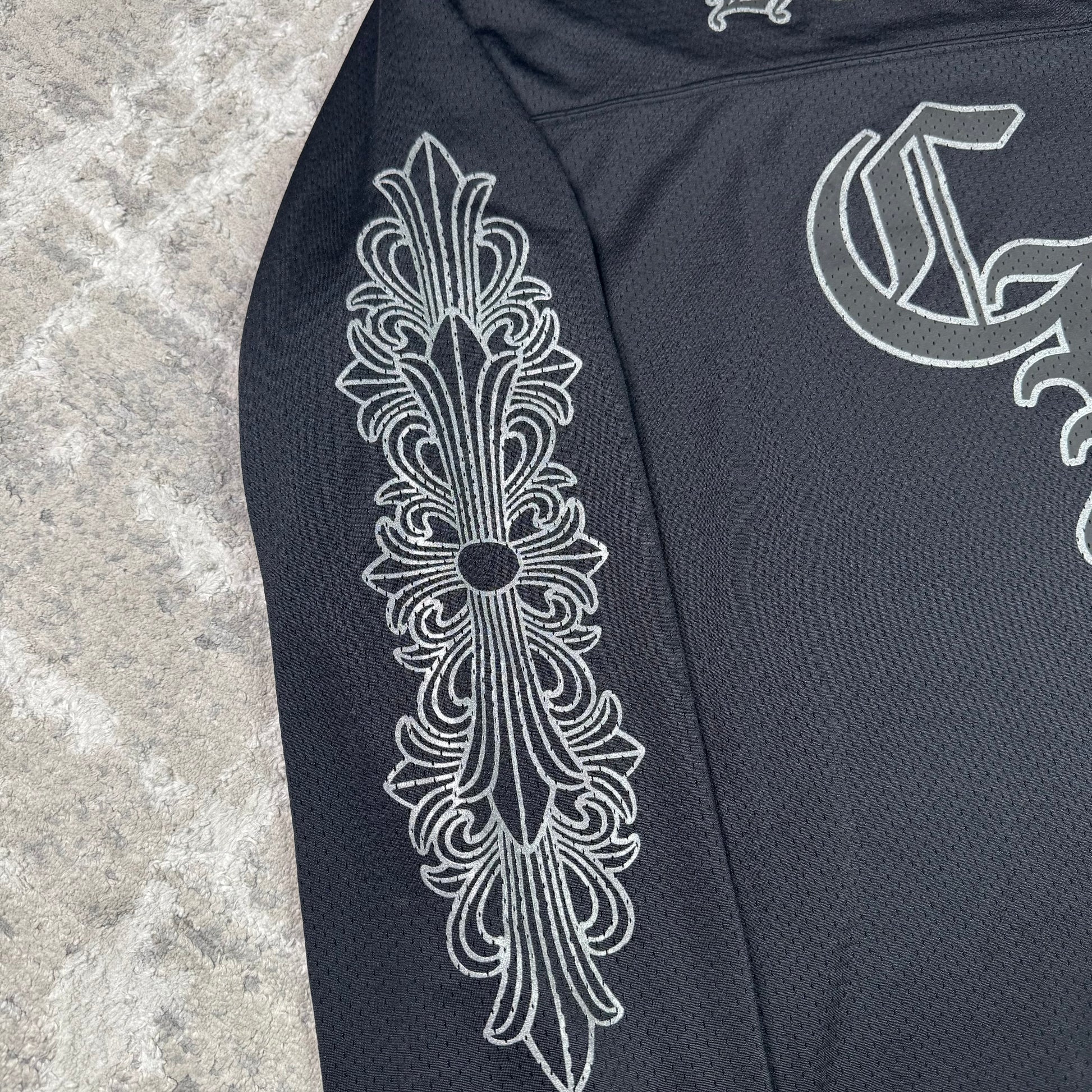 Chrome hearts mesh stadium floral long sleeve jersey - Million Dollar Streetwear