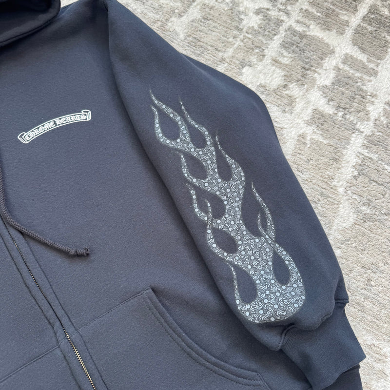 Chrome hearts flame zip up thermal hoodie - Million Dollar Streetwear