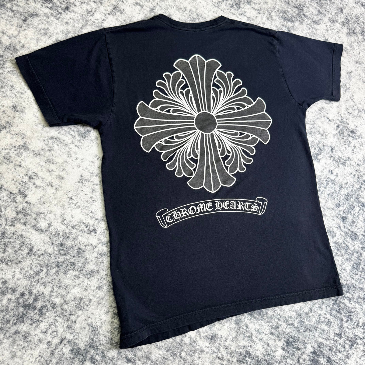 Chrome hearts plus cross monogram scroll logo short sleeve tee shirt
